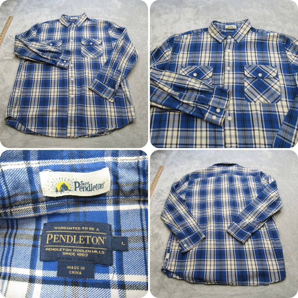 Pendleton Navy and White Checkered Button Down Shirt